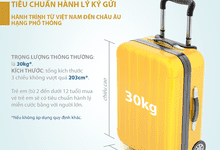 Tiêu chuẩn hành lý miễn cước dành cho các hành trình nội địa,thông tin về hành lý ký gửi dành cho hành trình từ Việt Nam đến châu Âu